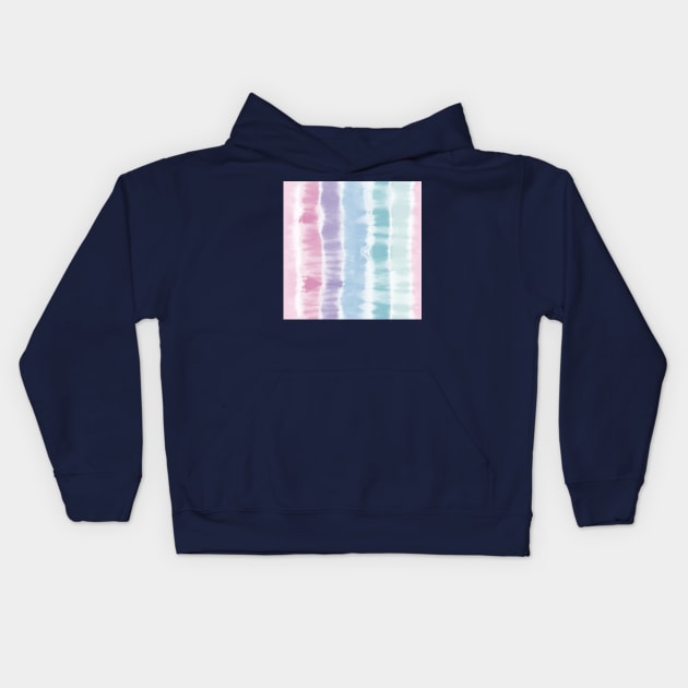 Tie dye shibori, vertical stripes in pastel pink, purple and teal Kids Hoodie by marufemia